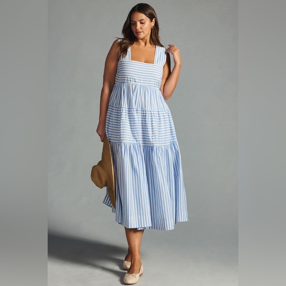 Anthropologie Helena Square-Neck Tiered Midi Dress - Picture 5 of 15